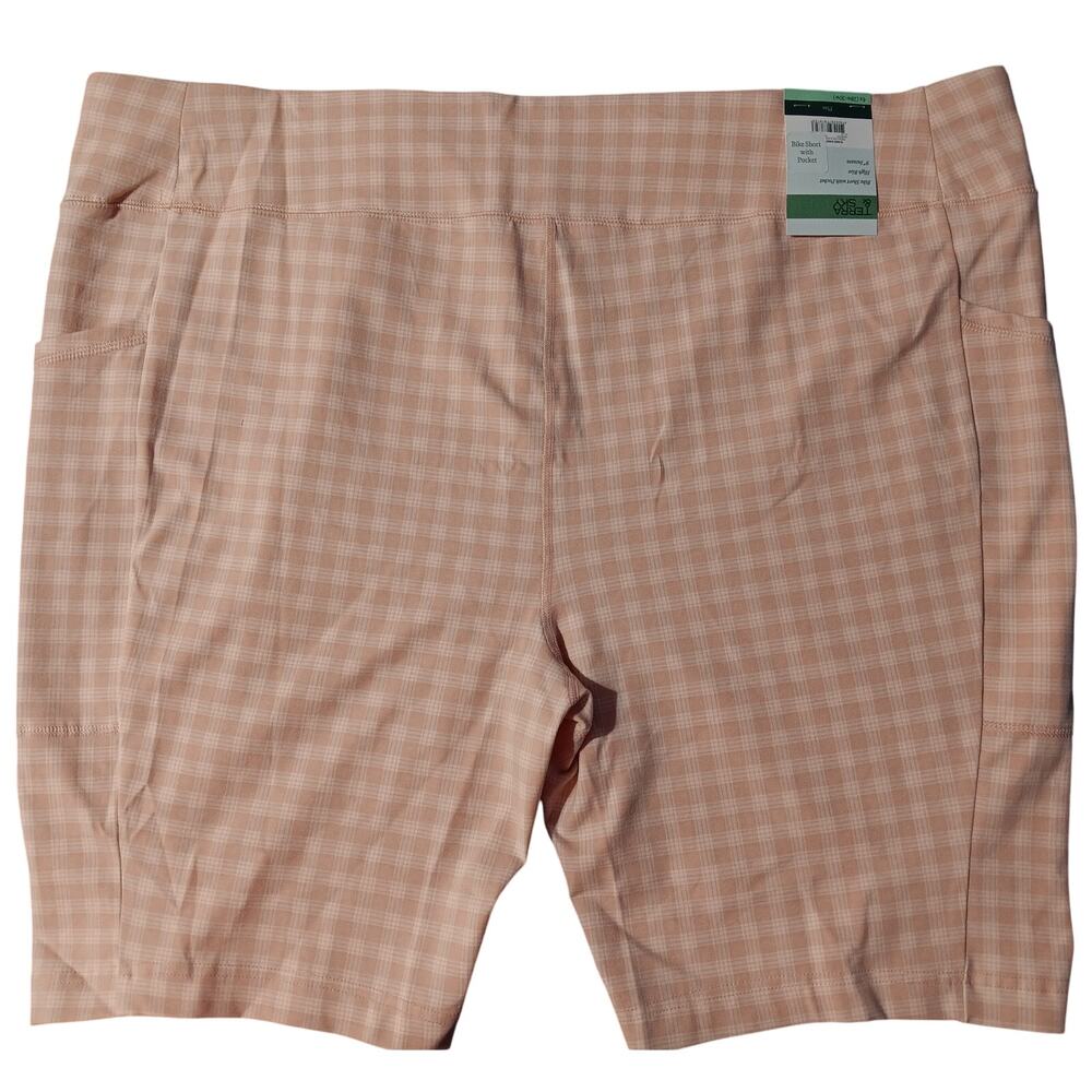 Terra & Sky Pink Gingham Bike Shorts w Pockets 2X Womens NEW